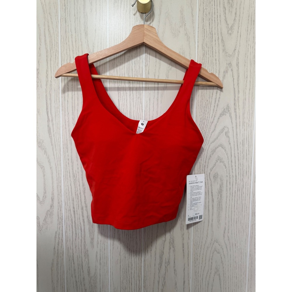 Lululemon Align Tank Top Red Nulu Yoga Crop Bra Top Size 8 CRYE